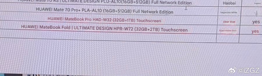 Huawei teases its first foldable PC leak reveals RAM storage and color option3 اولین رایانه تاشو هواوی در راه است