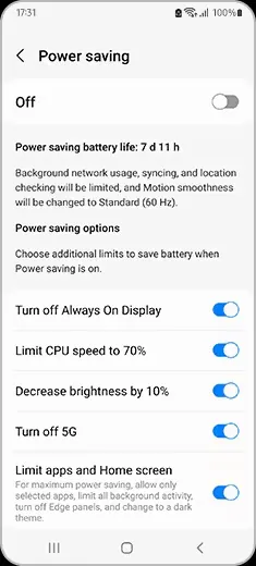 Samsung-Galaxy-power-saving-1jpeg قابلیتهای جدید صرفهجویی باتری در One UI 7! - نیعان مگ