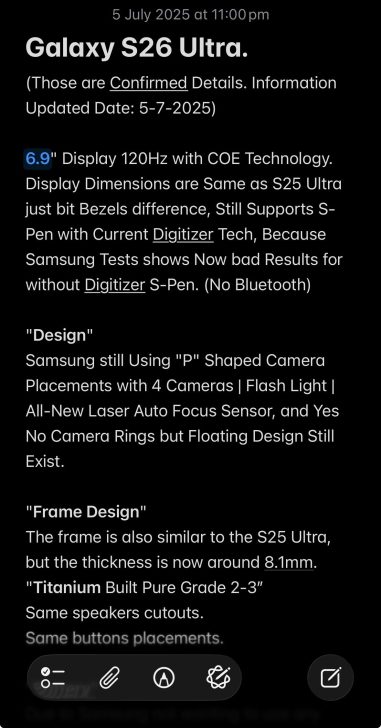 Galaxy-S26-Ultra-specifications-1-381x728 مشخصات کامل Galaxy S26 Ultra فاش شد