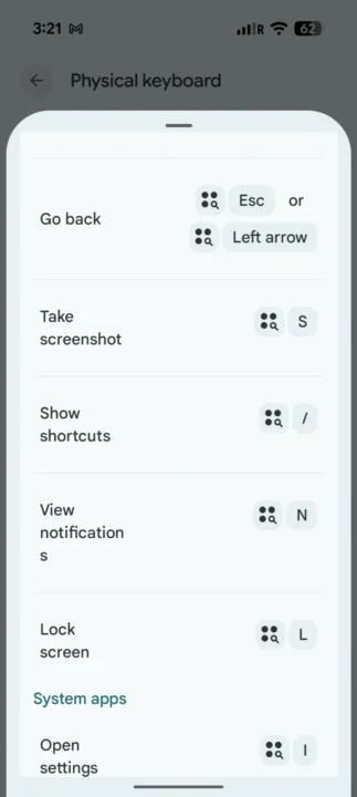 9android-screenshot-physical-keyboard-shortcuts-2jpg پشتیبانی اندروید 16 از کیبوردهای خارجی واقعاً شگفتانگیز است