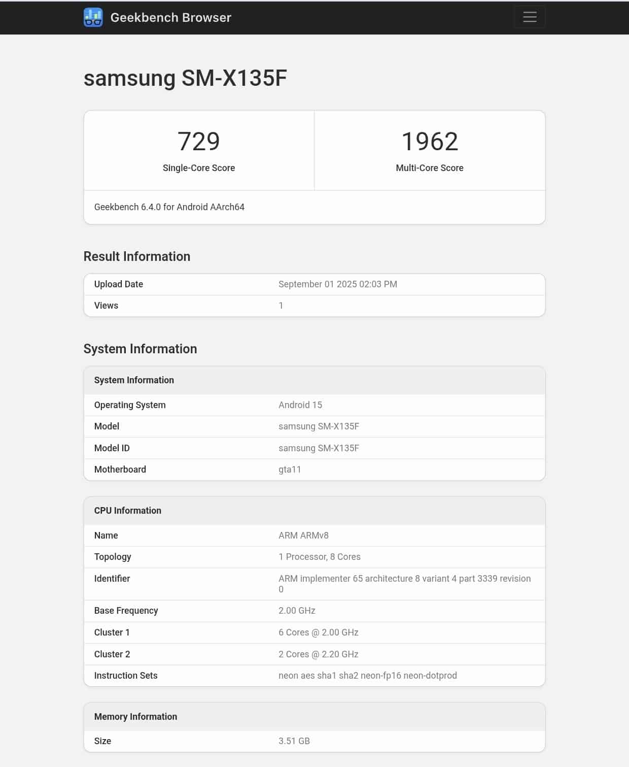 Galaxy-Tab-A11-geekbench جزئیات تراشه و قیمت گلکسی تب A11 سامسونگ قبل از معرفی رسمی فاش شد
