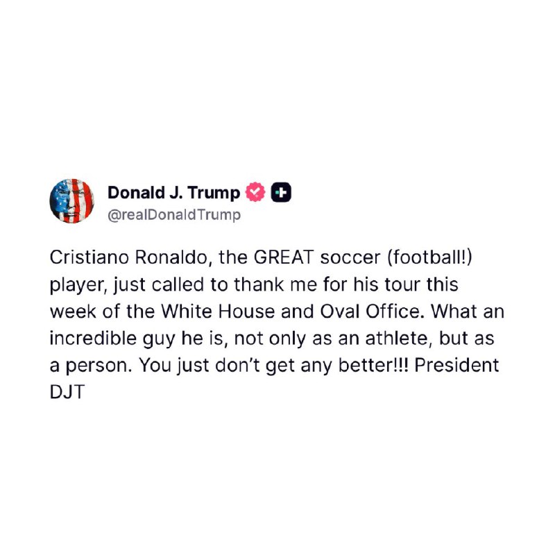 b9a373cc-9c38-40b4-b6d7-788f9faa45be تماس تلفنی کریستیانو رونالدو با ترامپ پس از بازدید از کاخ سفید - نیعان مگ